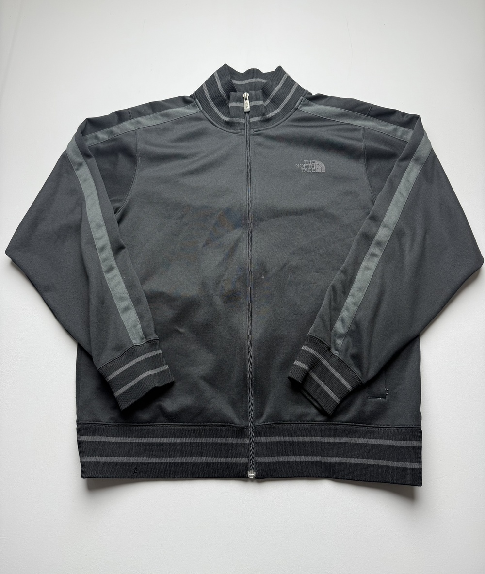 The North Face Track Jacket Mens Large Black Full Zip Striped Knit Athletic